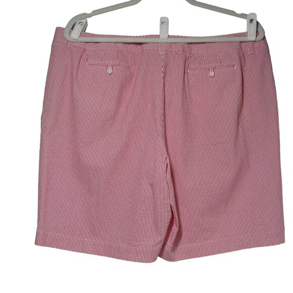 TALBOTS NWOT Pink Stripe SEERSUCKER 24W petite Beach Coastal Cruise Shorts - Picture 2 of 7
